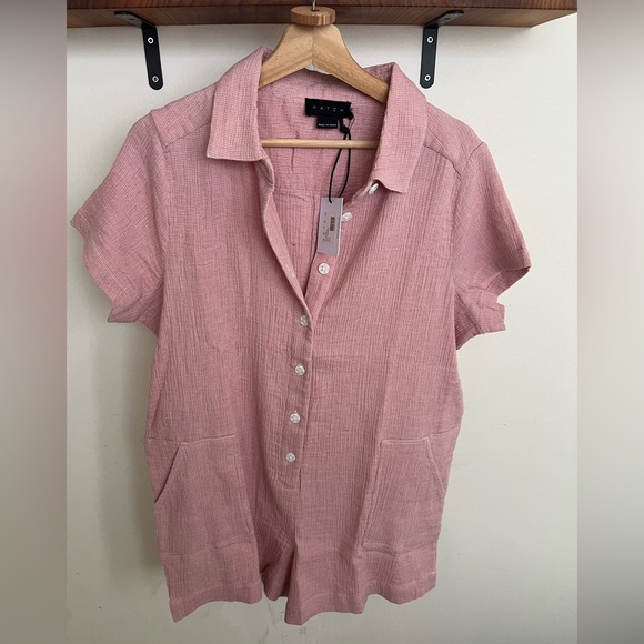 Hatch Lenora jumpsuit pink/white size 2 NWT - Picture 3 of 6